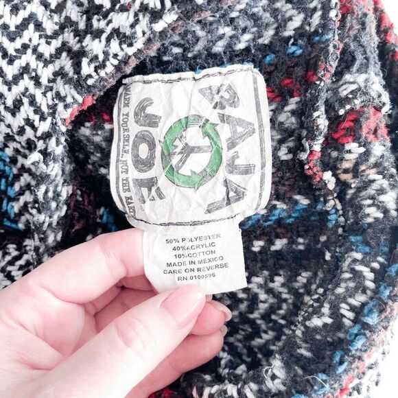 Baja Joe Men's Hooded Premium Woven Pullover Sweater Chevron Gray & Red Large - Picture 5 of 8